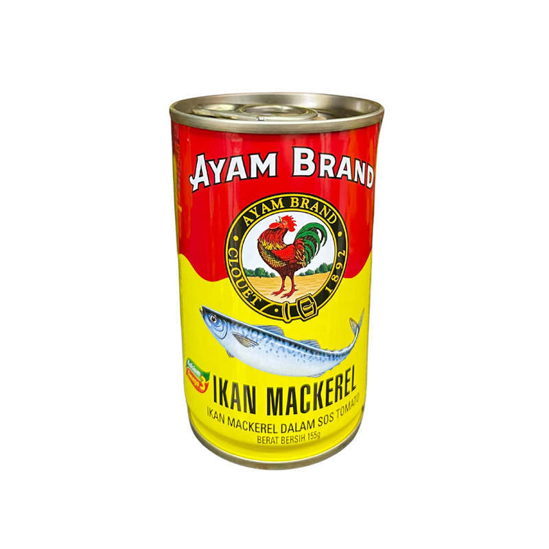 Factory Wholesale 155g Ayam Brand Mackerel In Tomato Sauce Can Be Serve Hot with Rice Noodles or as Salad Topping