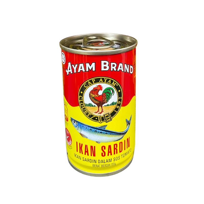 Hot Selling 155g Ayam Brand Sardines In Tomato Sauce with Large Pieces of Selected Sardine Fish and High Nutritional