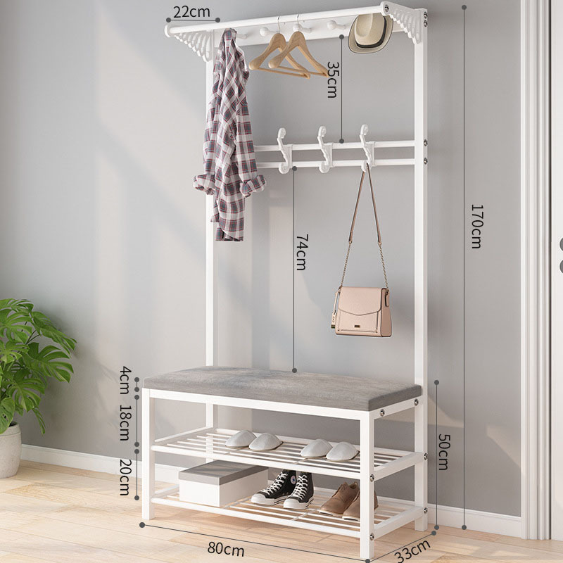 Clothes rail with shoe rack wood coat rack entryway bench and coat hanger stand