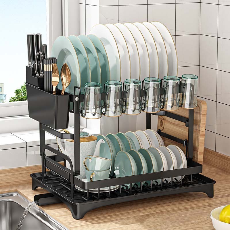 Dish rack kitchen layer dish drainer holder kitchen dish drying rack multi-purpose storage basket shelf for kitchen