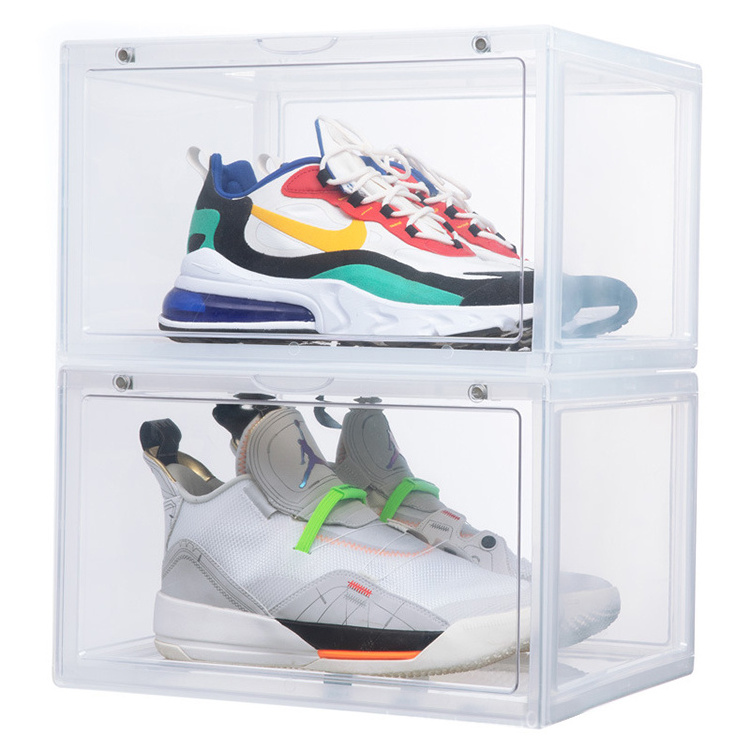 drop front shoe box magnetic shoes acrylic shoe box tackable transparent magnetic aj rack