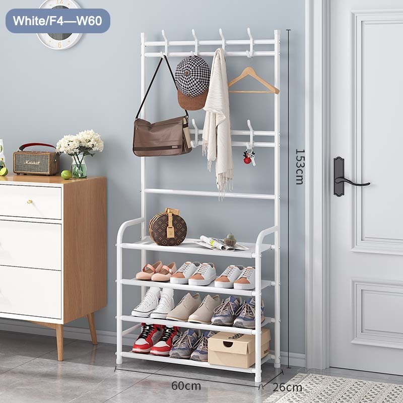 Shoe rack with coat hanger coat racks household metal storage rack