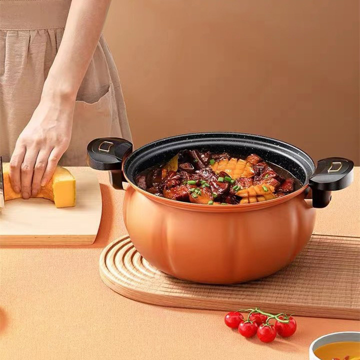 Hot sale pumpkin shape cast iron soup pot soup pot with lid soup pot