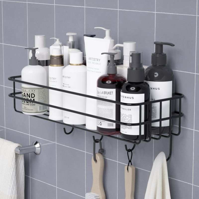 black towel rack warmer / bathroom appliance hook rack bathroom shelf with hook kitchen Storage