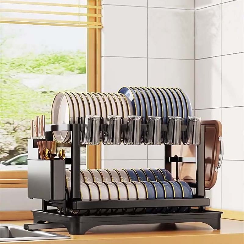 Dish rack kitchen layer dish drainer holder kitchen dish drying rack multi-purpose storage basket shelf for kitchen