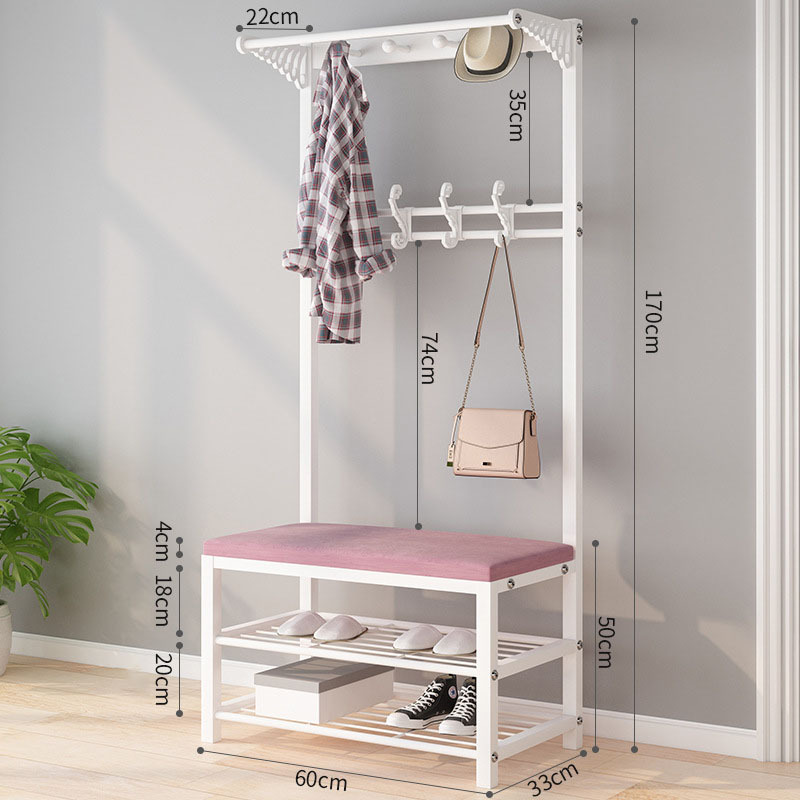 Clothes rail with shoe rack wood coat rack entryway bench and coat hanger stand