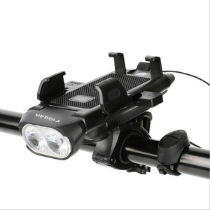 Bike Horn and Light Phone Holder All in One Multi Function Bicycle Lights Lamp Front Light LED Bell Handlebar Mount