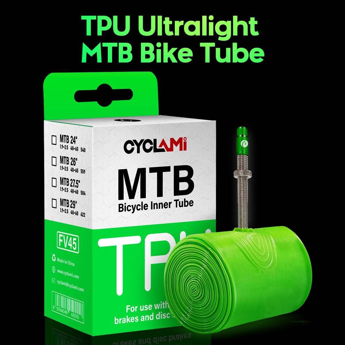 CYCLAMI MTB 26 27.5 29 Inches Ultralight Bike Inner Tube TPU Inner Tube Tire Anti-Oxidation Mountain Bike Inner Tube