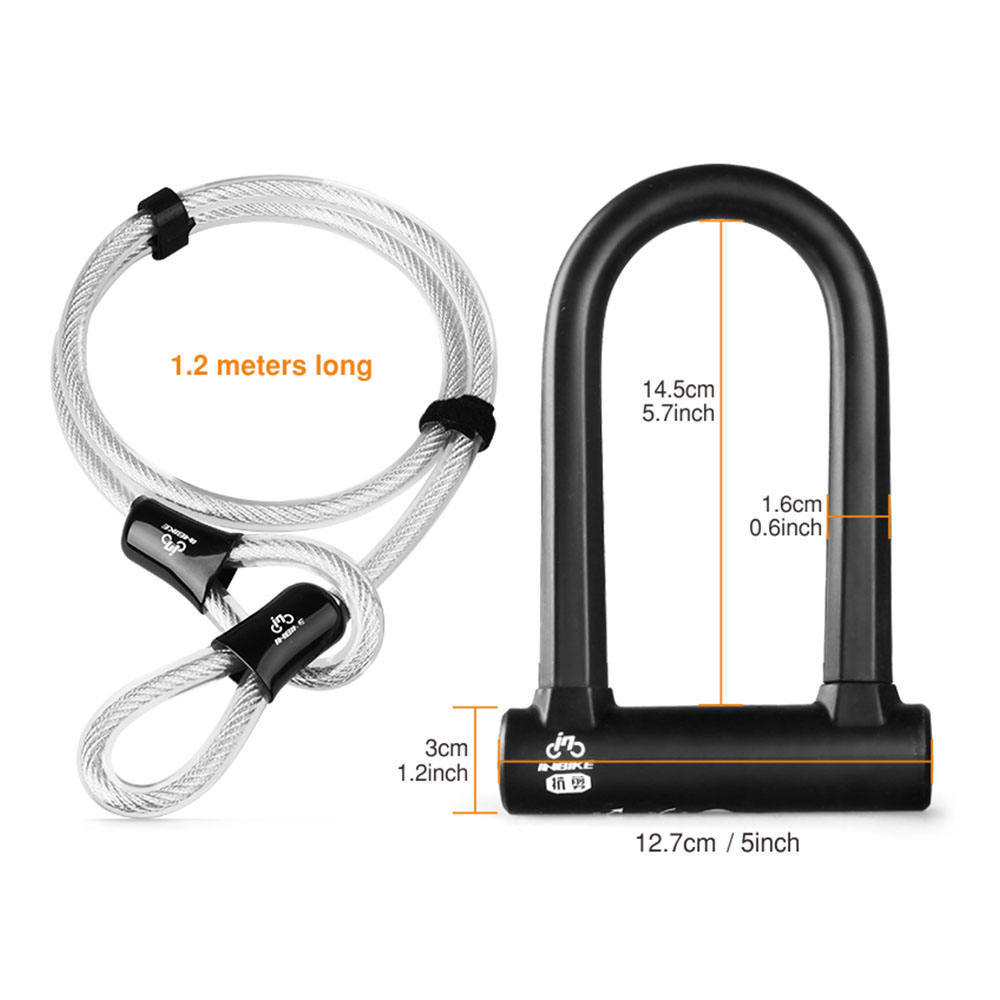 Bicycle U Lock Bike Lock High Security Anti-theft Mountain Scooter Electric Folding E-Bike Cycling Lock with Cable