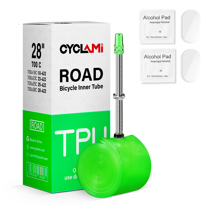 CYCLAMI 26g Ultralight Bike Inner Tube 700C 18-28C Road Bicycle TPU Tire 45/60/80mm Super Light Tube with Free Tire Repair Patch