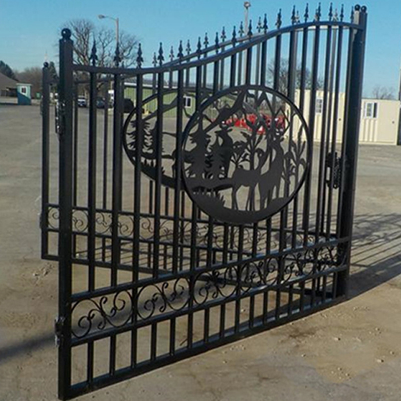 Sustainable North America Heavy Duty Wrought Iron Bi-parting Driveway Gates 20' iron fencing&gates