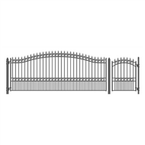 London style 5ftx16ft steel single swing driveway gate with 4ft pedestrian gate