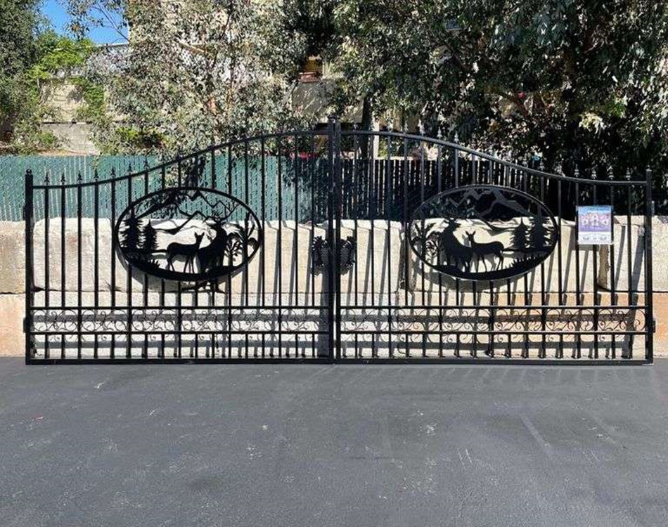 Top-selling simple style ornamental wrought iron driveway swing main gates