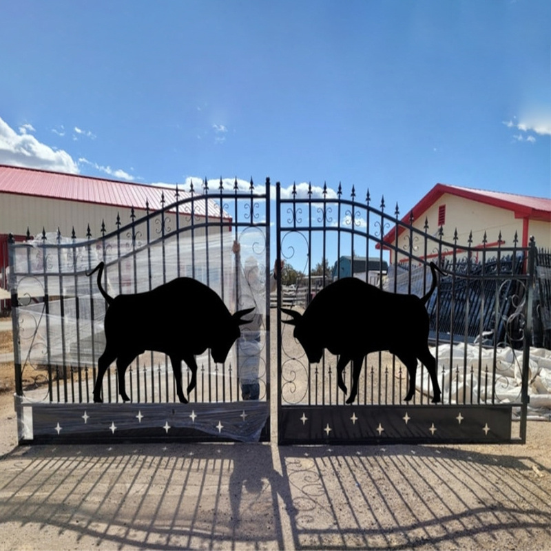 Sustainable North America Heavy Duty Wrought Iron Bi-parting Driveway Gates 20' iron fencing&gates