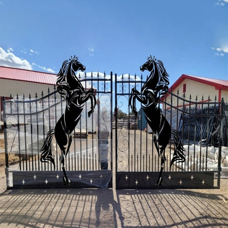 Sustainable North America Heavy Duty Wrought Iron Bi-parting Driveway Gates 20' iron fencing&gates