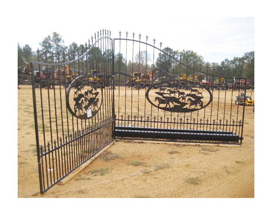 Top-selling simple style ornamental wrought iron driveway swing main gates