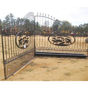 Top-selling simple style ornamental wrought iron driveway swing main gates