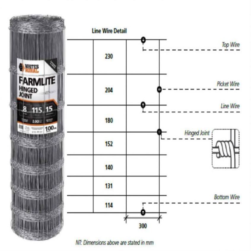 Long Veldspan Gate Farm Field Fence Sheep Farm  Wire Cattle Fence 1.8m High 100m Metal Iron Garden Fence