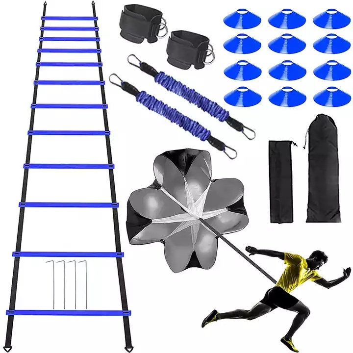 Outdoor Football Speed Agility Training Ladder Set Workout with Logo Jumping Disc & PVC Resistance Umbrella Nylon Material