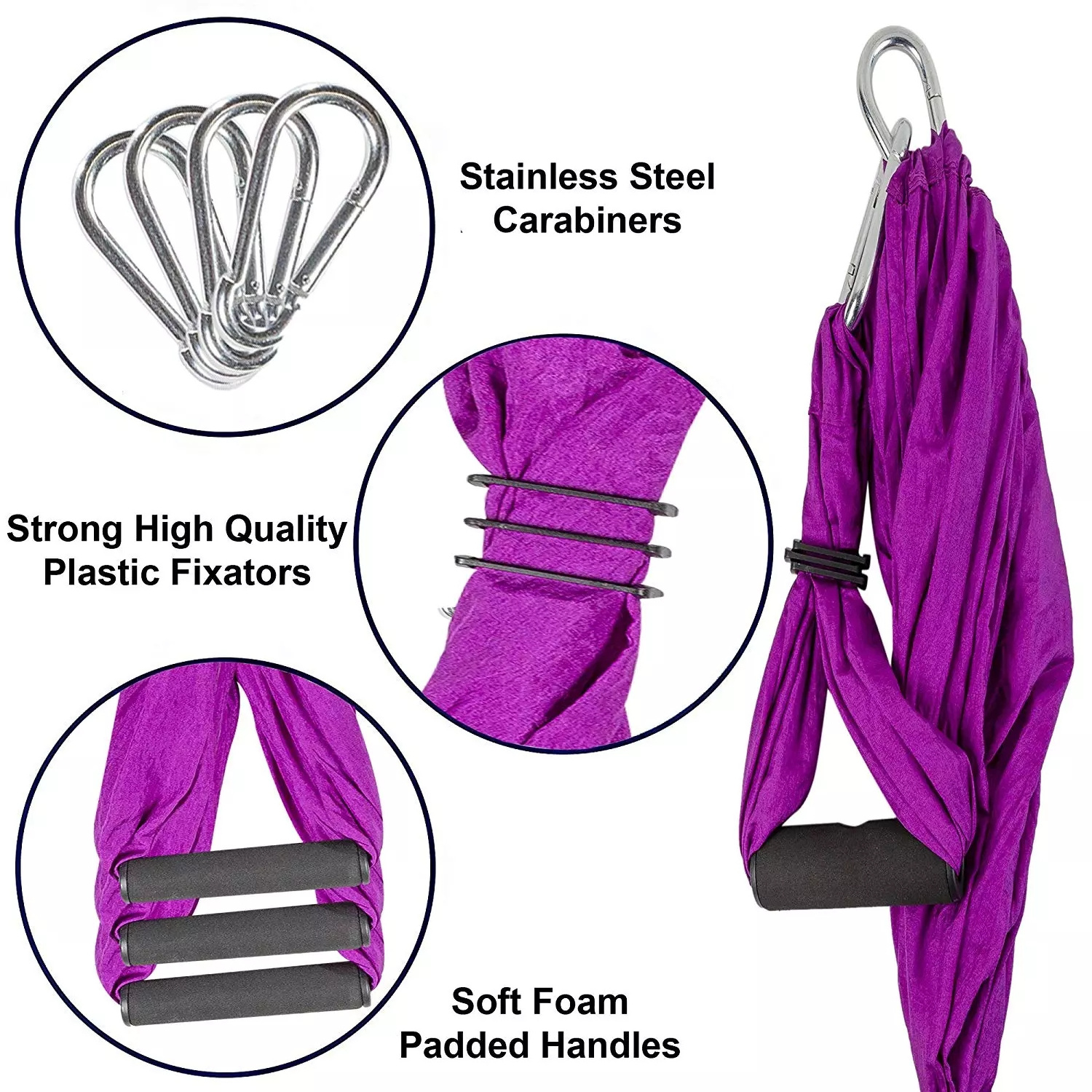 Colorful Silk aerial flying yoga heavy duty suspension hammocks set anti-gravity chair pod yoga swing