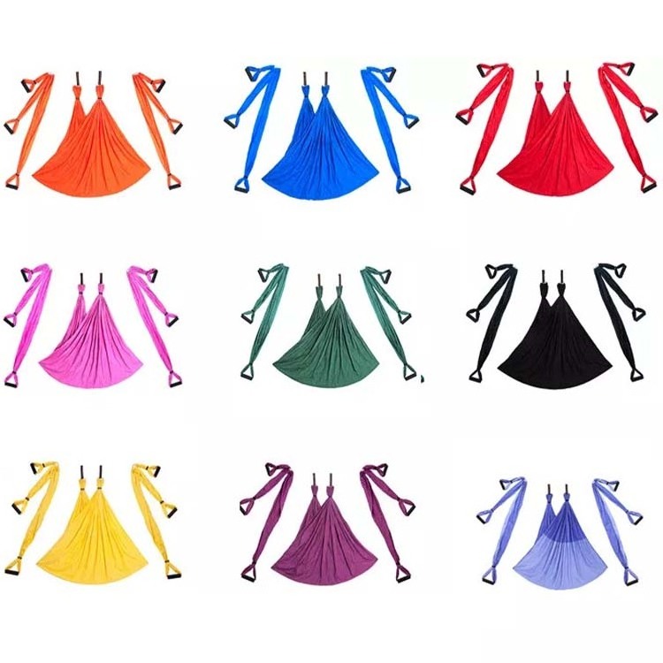 Colorful Silk aerial flying yoga heavy duty suspension hammocks set anti-gravity chair pod yoga swing