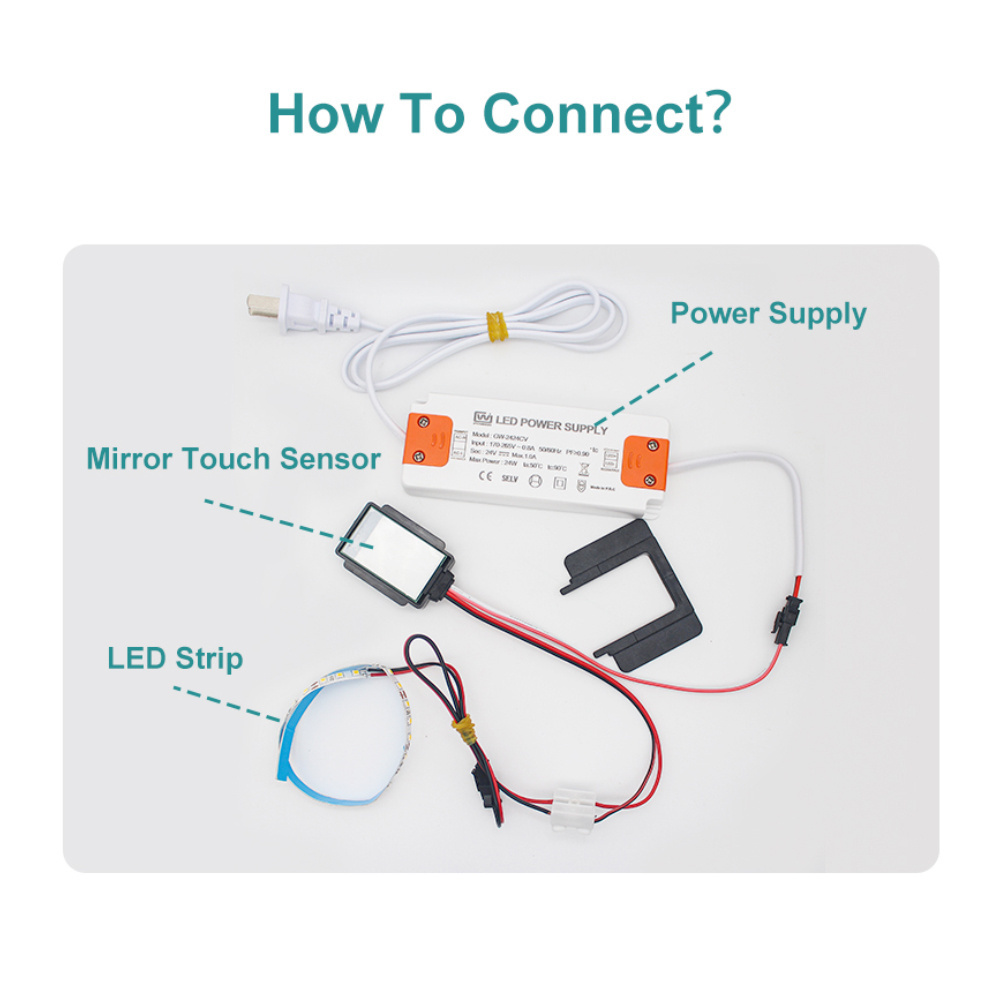 12V led mirror touch sensor switch led light mirror touch sensor control switch