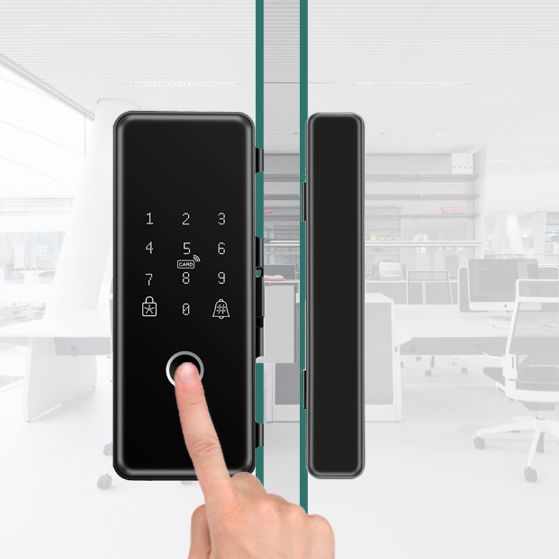 Digital smart frameless electronic biometric fingerprint locks for glass doors