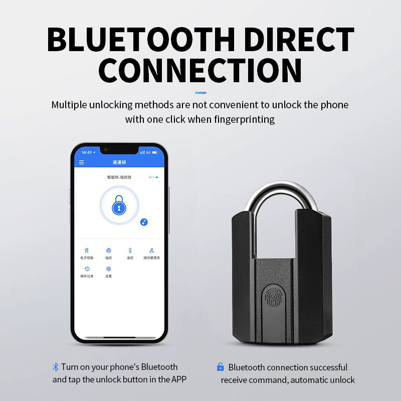 High Quality Fingerprint Smart Padlock Waterproof Bluetooth Luggage Fingerprint Smart Outdoor Padlock