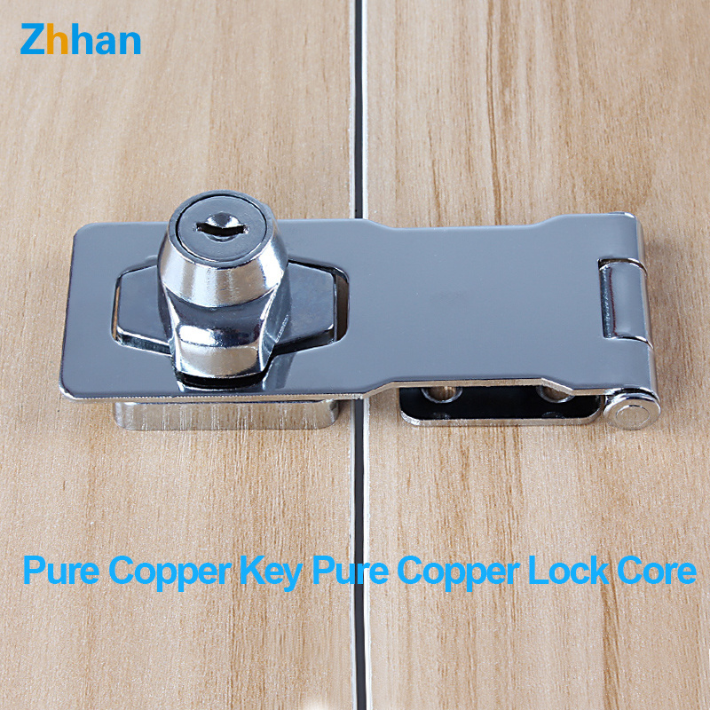 Copper Lock Core Copper Key 2.5-inch furniture Cabinet Door Safety Hasp Lock, Hasp And Staple Lock