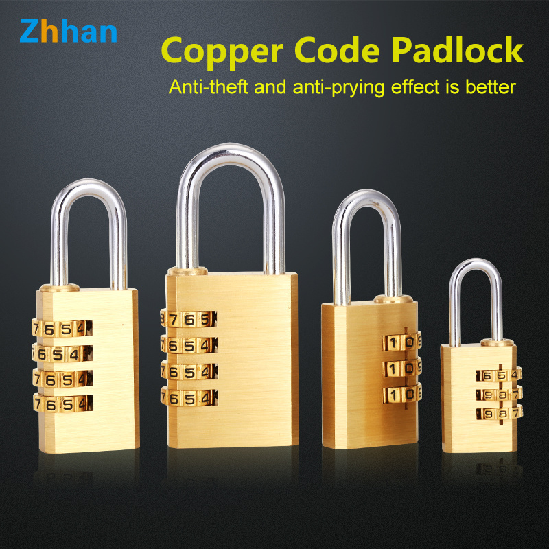 Combination lock luggage travel padlock brass 3 digit combination padlock