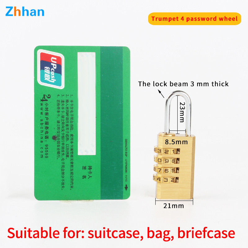 Hot sales 4 Digit Number Code combination mini brass padlock Security Luggage bag padlock for Travel Home