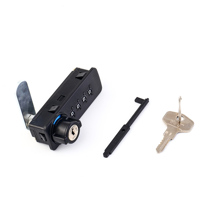 Plastic 4 Digital Combination Lock with Keys Zinc Alloy Black