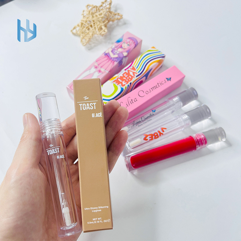 cylinder 7.5ml lipgloss tube petg empty transparent 7.5ml liquid lipstick container with applicator and wand lip gloss tubes