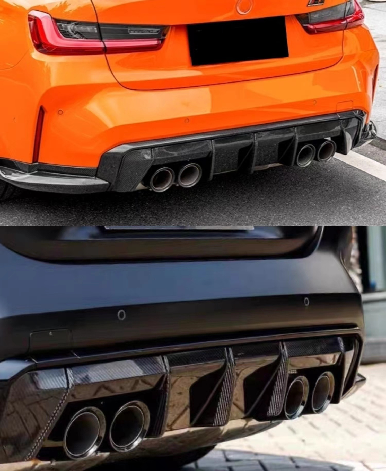 Rear Bumper Diffuser Universal With Splitter Car Rear Bumper Protector Guard For BMW G80 G82 M3 M4 2021 Carbon Fiber Rear Bumper