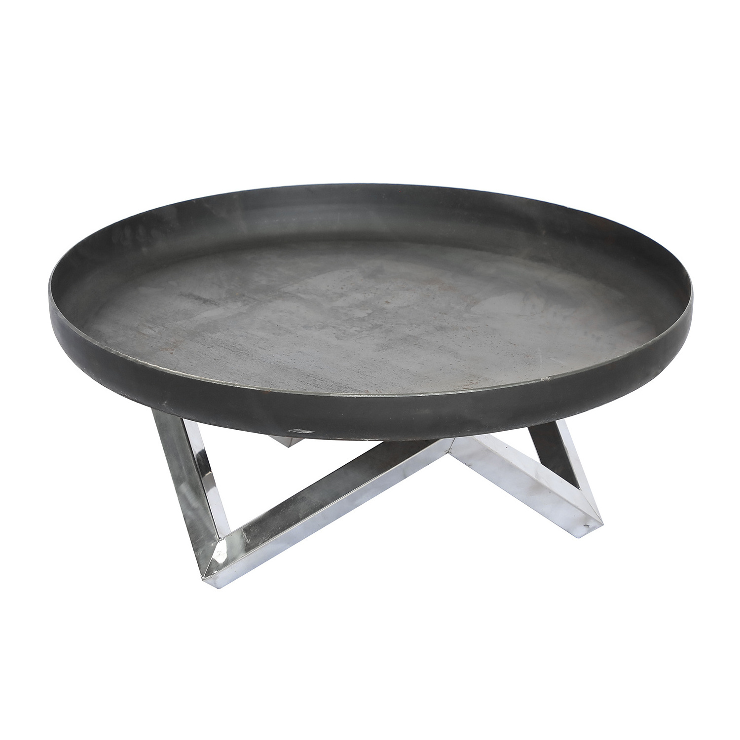 Carbon Steel Outdoor Raised Fire Pit Bowl with stainless steel semicircle grill and supports