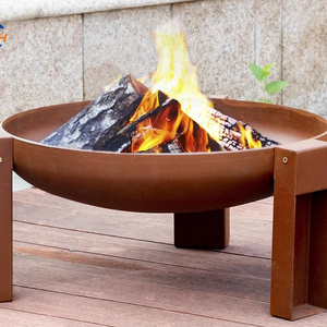 Corten Steel Round Fire Pit 24 inch diameter outdoor fireplace