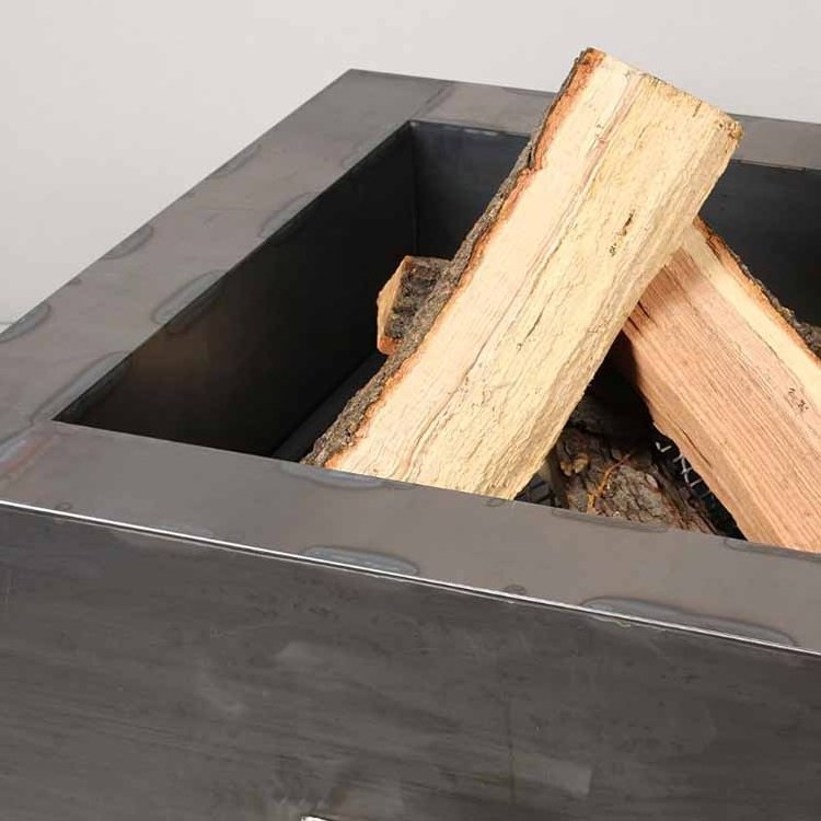 38 Inch Square Cor-Ten Steel Fire Pit - Wood Burning Configuration - Natural Gas Source