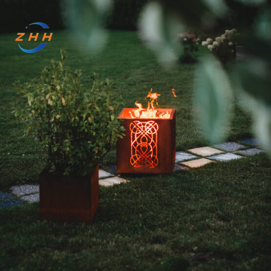 Corten Steel Rectangle  Fire Pit