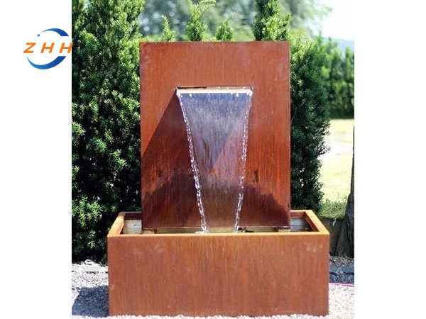 Modern Large Outdoor Garden Metal Rectangle Water Feature Corten Steel Water Fountain