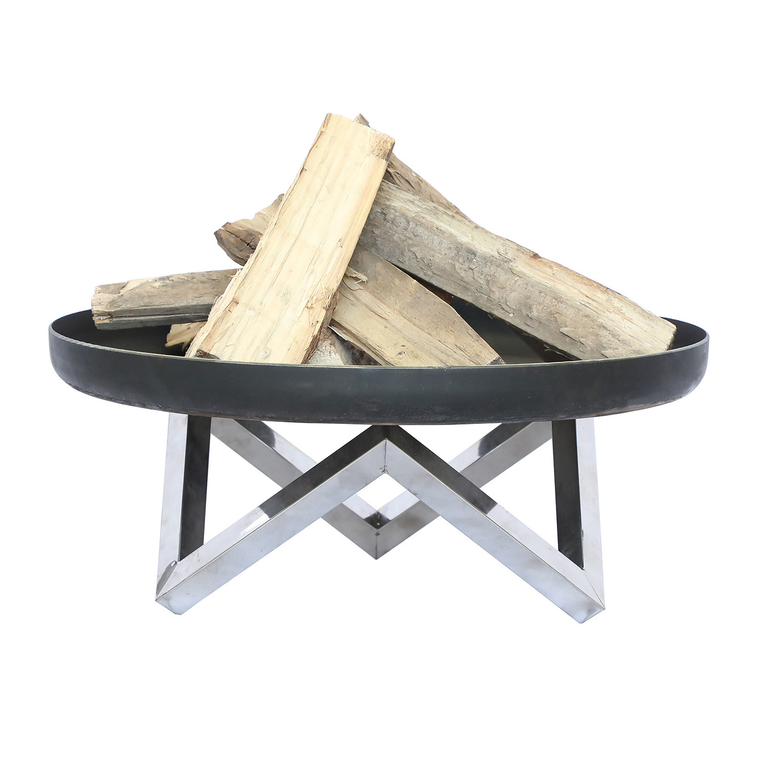 Traditional classics Carbon Steel Outdoor Raised Fire Pit Bowl with stainless steel semicircle grill and supports