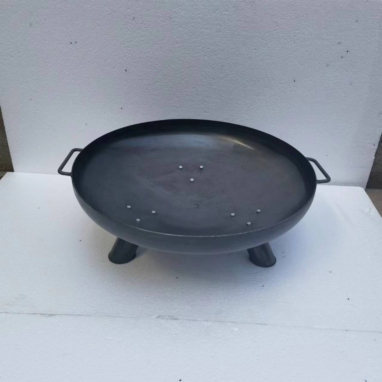 Customized outdoor steel fire pit bowl with BBQ grill