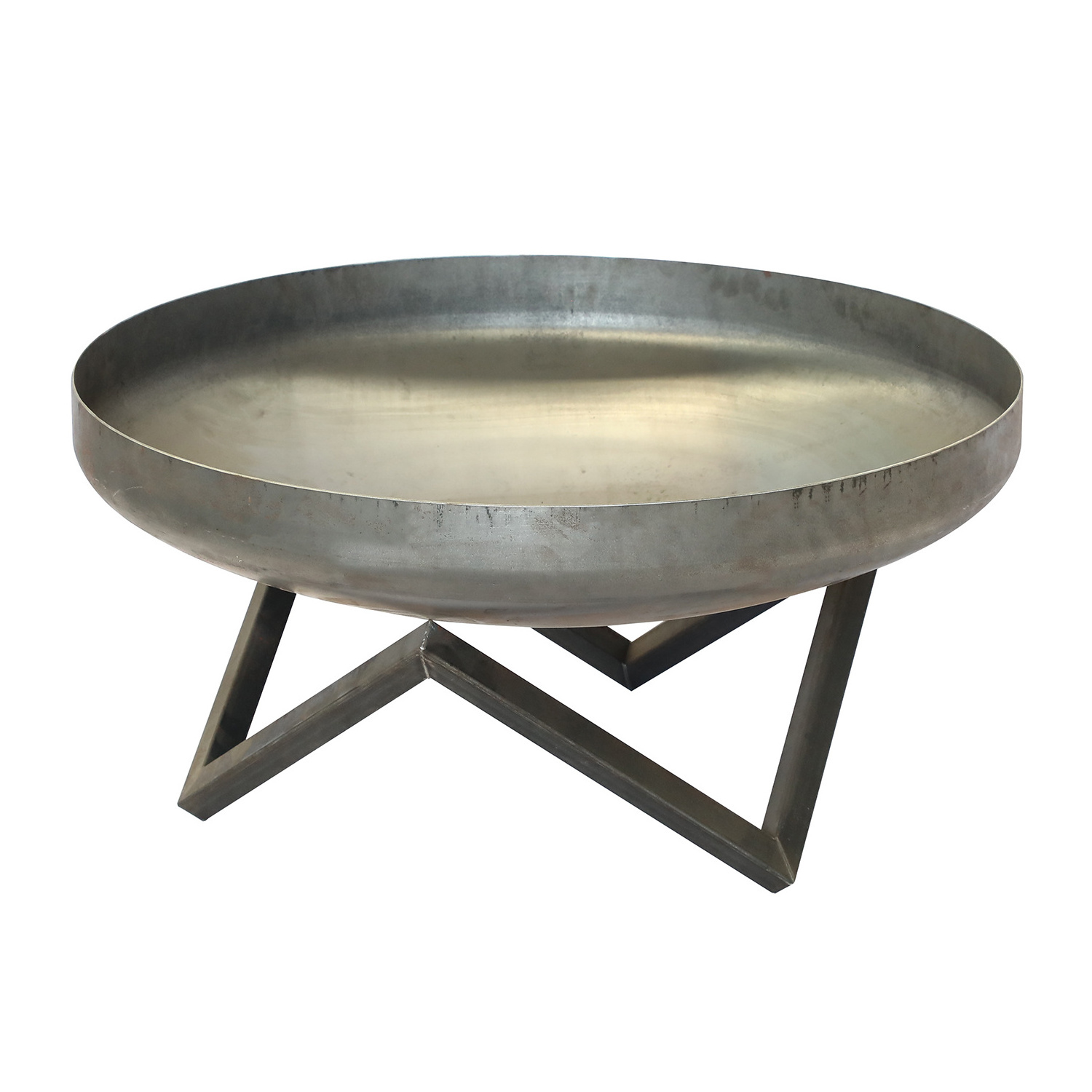 Carbon Steel Outdoor Raised Fire Pit Bowl with stainless steel semicircle grill and supports