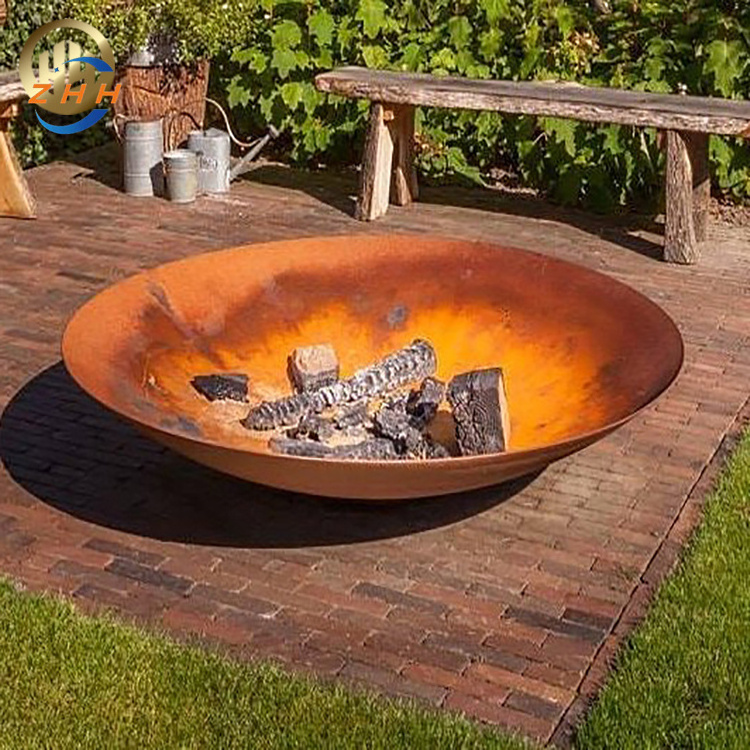 Corten Steel Large Patio Firepits/ Charcoal BBQ Grill Kitchen Fire Pit