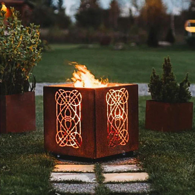 Corten Steel Rectangle  Fire Pit