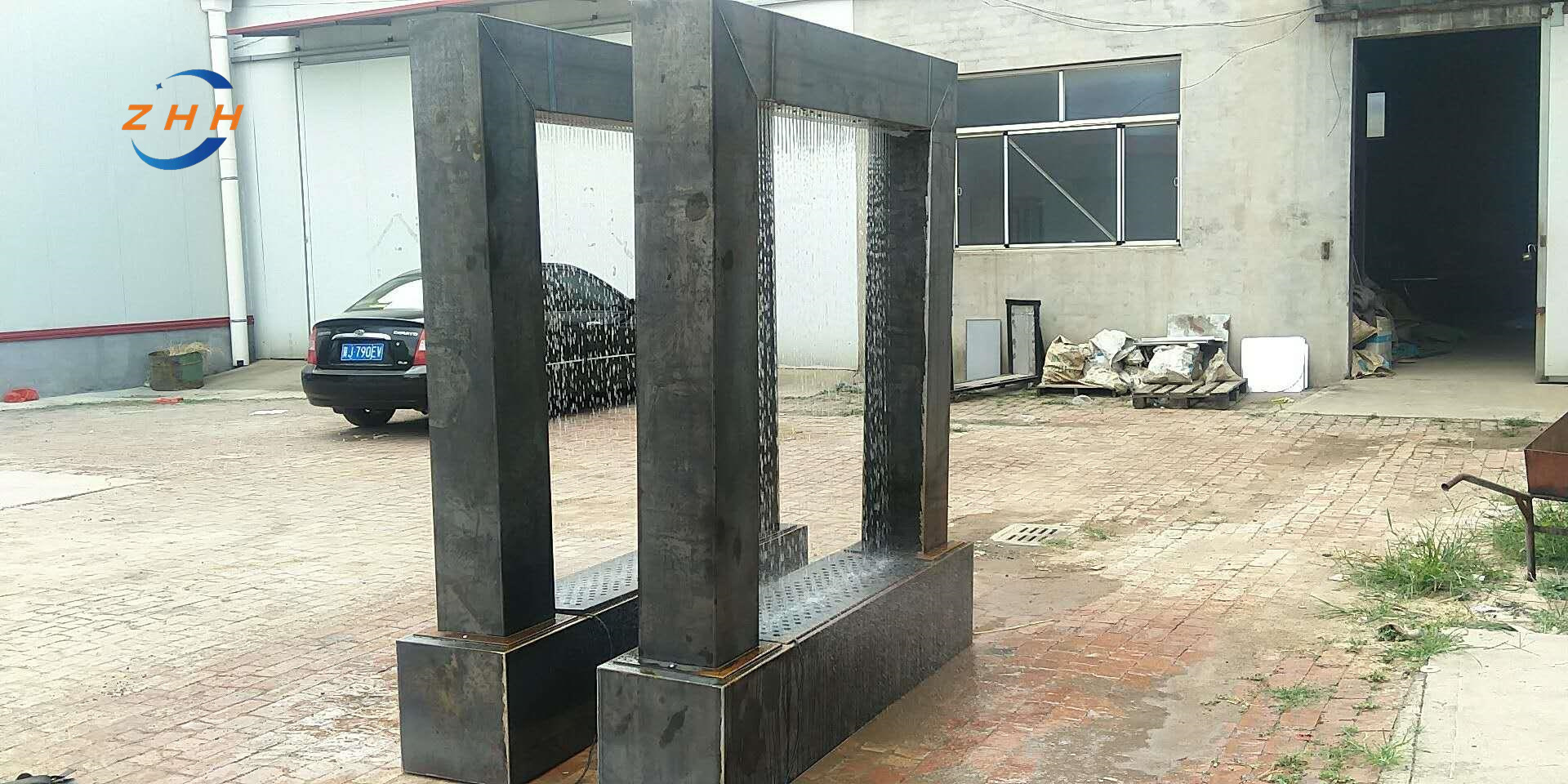 Modern Large Outdoor Garden Metal Rectangle Water Feature Corten Steel Water Fountain