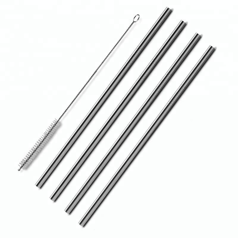 Wholesale 304 Stainless Straws With Cleaner Brush Straight/ Bend Reusable Drinking Straw