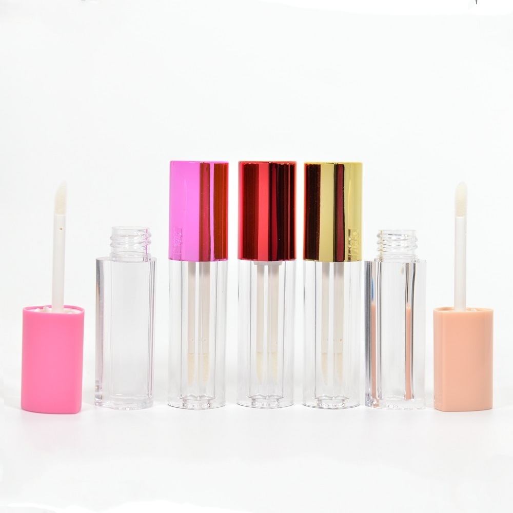 2023 new design fancy pink heart shaped lipgloss wand tube container cosmetic packaging clear white lip gloss containers bottle