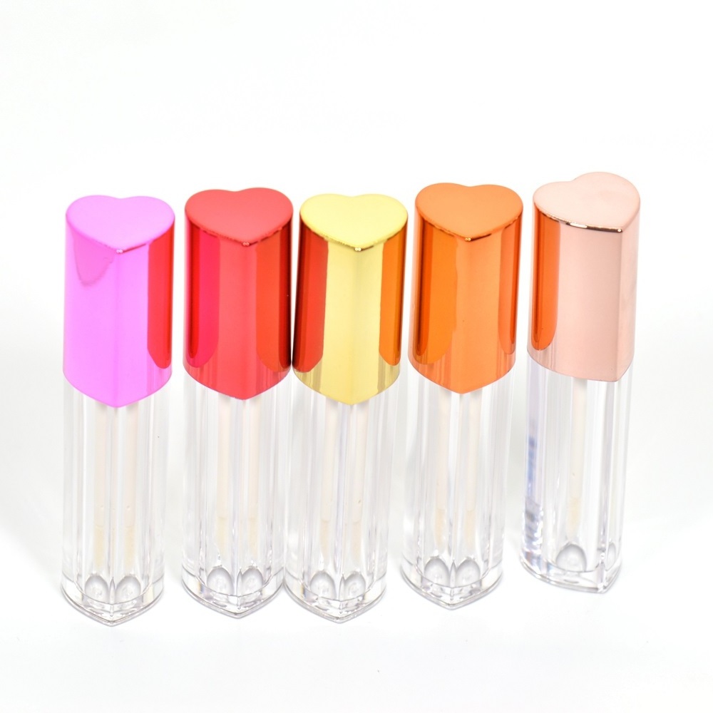 2023 new design fancy pink heart shaped lipgloss wand tube container cosmetic packaging clear white lip gloss containers bottle