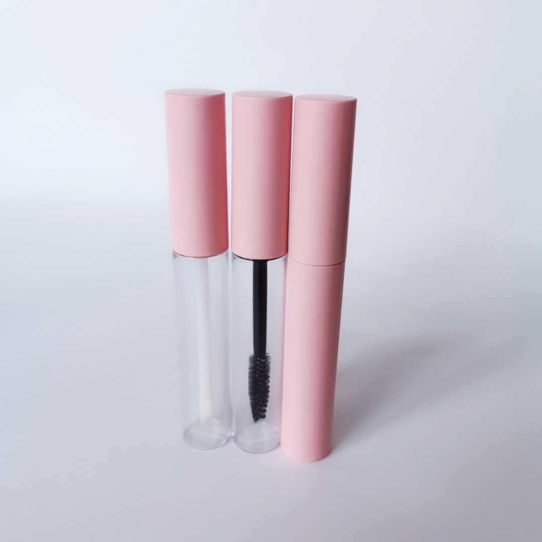 New 10ml Empty  Clear Revitalize Eyelash Bottle Frosted Pink Black Lid Cosmetic Packaging Plastic Mascara Tube