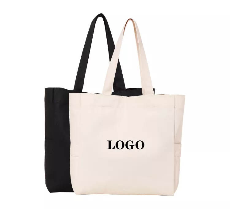 Shopping Bags Wholesale Plain Organic Reusable Foldable Custom Design Print Cotton Canvas Tote Bag Beach Shopping Bag With Logo